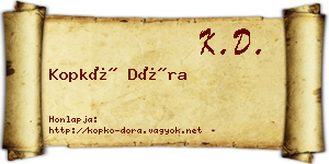 Kopkó Dóra névjegykártya